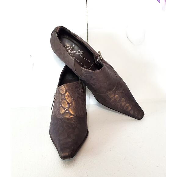 Donald J Pliner Lexi Crocodile Embossed Leather Zip Booties - Picture 10 of 10